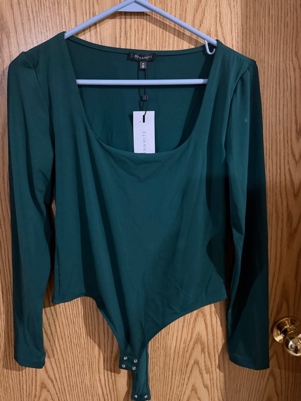 Dynamite Deep Teal Long-Sleeve Scoop Neck Bodysuit